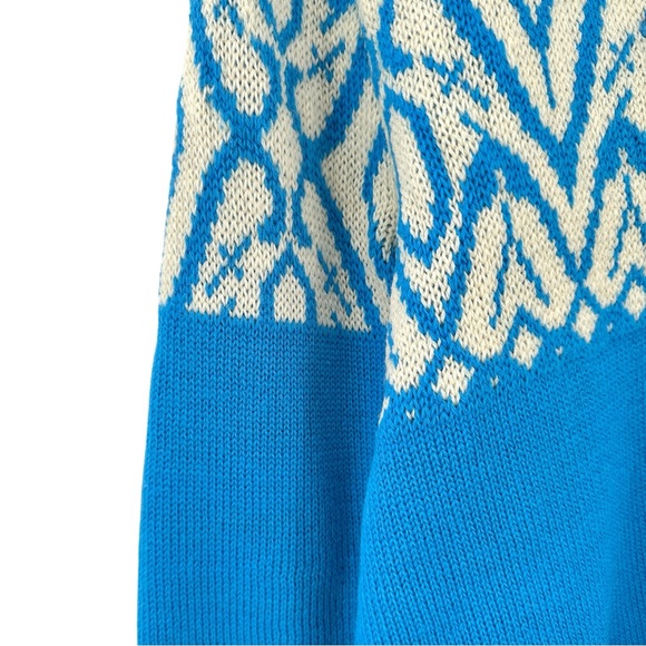 Vintage Made in Canada Lady Anne Blue & White Wool Cardigan Sweater - Picture 4 of 8